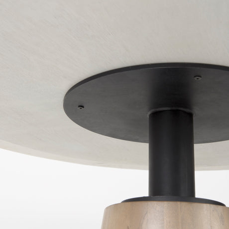 Maxwell 48L x 48W x 30H White Marble Round Top W/ Black Metal and Wood Pedestal Base Dining Table from Mercana - Luna Furniture