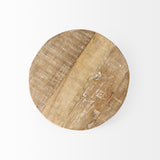 Cedric 15L x 15W x 6H Round Light Brown Wood w/ Black Metal Legs Decorative Display Stand from Mercana - Luna Furniture