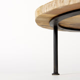 Cedric 15L x 15W x 6H Round Light Brown Wood w/ Black Metal Legs Decorative Display Stand from Mercana - Luna Furniture