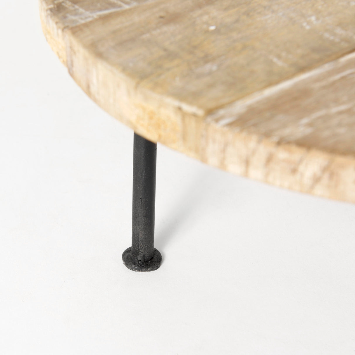 Cedric 15L x 15W x 6H Round Light Brown Wood w/ Black Metal Legs Decorative Display Stand from Mercana - Luna Furniture