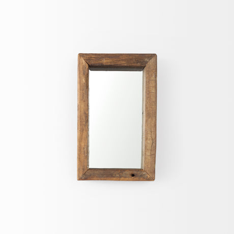 Gervaise 12L x 2W x7H Small Brown Wood Frame Rectangular Wall Mirror from Mercana - Luna Furniture