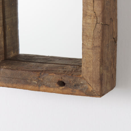 Gervaise 12L x 2W x7H Small Brown Wood Frame Rectangular Wall Mirror from Mercana - Luna Furniture