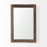 Gervaise 12L x 2W x 18H Brown Wood Frame Rectangular Wall Mirror from Mercana - Luna Furniture