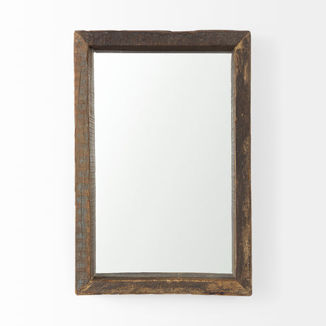 Gervaise 12L x 2W x 18H Brown Wood Frame Rectangular Wall Mirror from Mercana - Luna Furniture