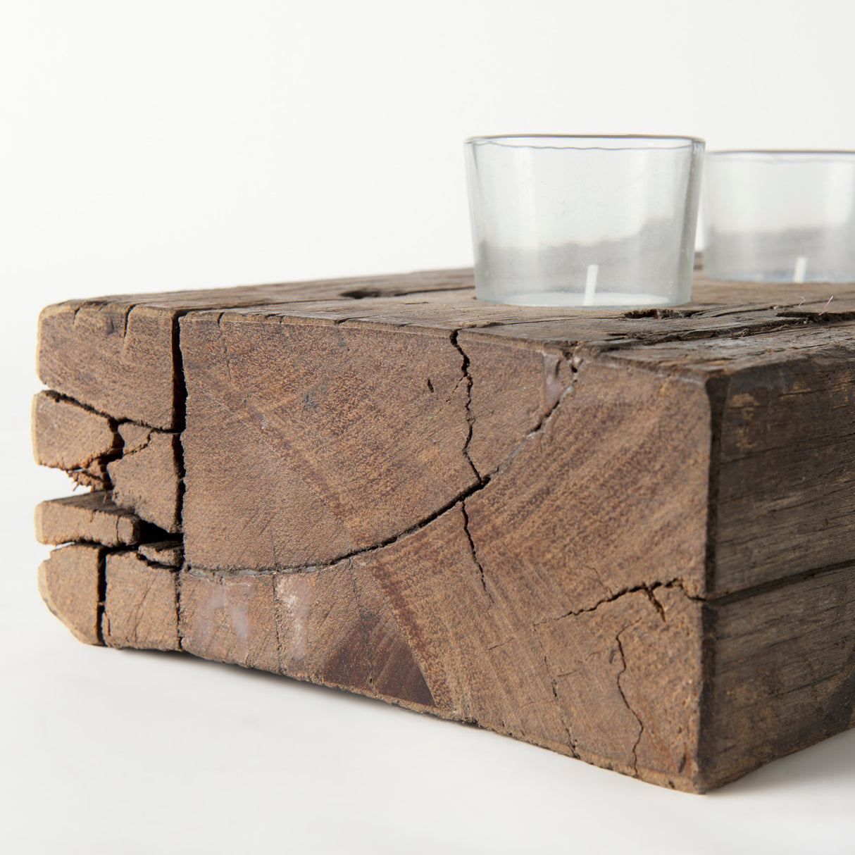 Lakara Reclaimed Wood Eight Tealight Table Candle Holder from Mercana - Luna Furniture