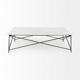 Lorlei I 53.0 X 35.0 X 15.5 White Marble Top W/ X-Shaped Gray Iron Base Coffee Table from Mercana - Luna Furniture