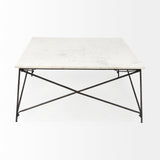 Lorlei I 53.0 X 35.0 X 15.5 White Marble Top W/ X-Shaped Gray Iron Base Coffee Table from Mercana - Luna Furniture