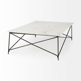Lorlei I 53.0 X 35.0 X 15.5 White Marble Top W/ X-Shaped Gray Iron Base Coffee Table from Mercana - Luna Furniture