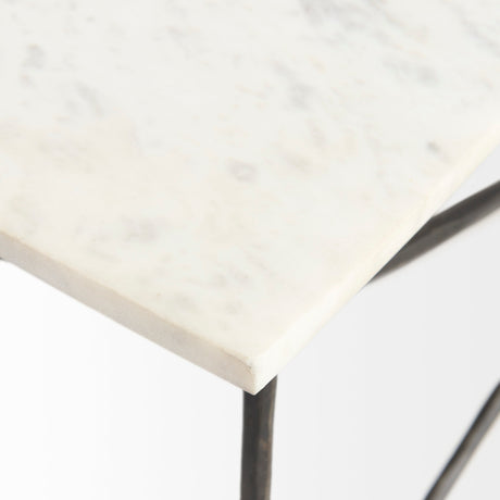 Lorlei I 53.0 X 35.0 X 15.5 White Marble Top W/ X-Shaped Gray Iron Base Coffee Table from Mercana - Luna Furniture