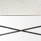 Lorlei I 53.0 X 35.0 X 15.5 White Marble Top W/ X-Shaped Gray Iron Base Coffee Table from Mercana - Luna Furniture