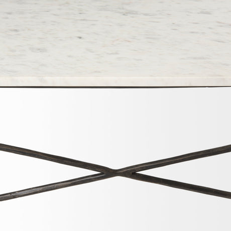 Lorlei I 53.0 X 35.0 X 15.5 White Marble Top W/ X-Shaped Gray Iron Base Coffee Table from Mercana - Luna Furniture