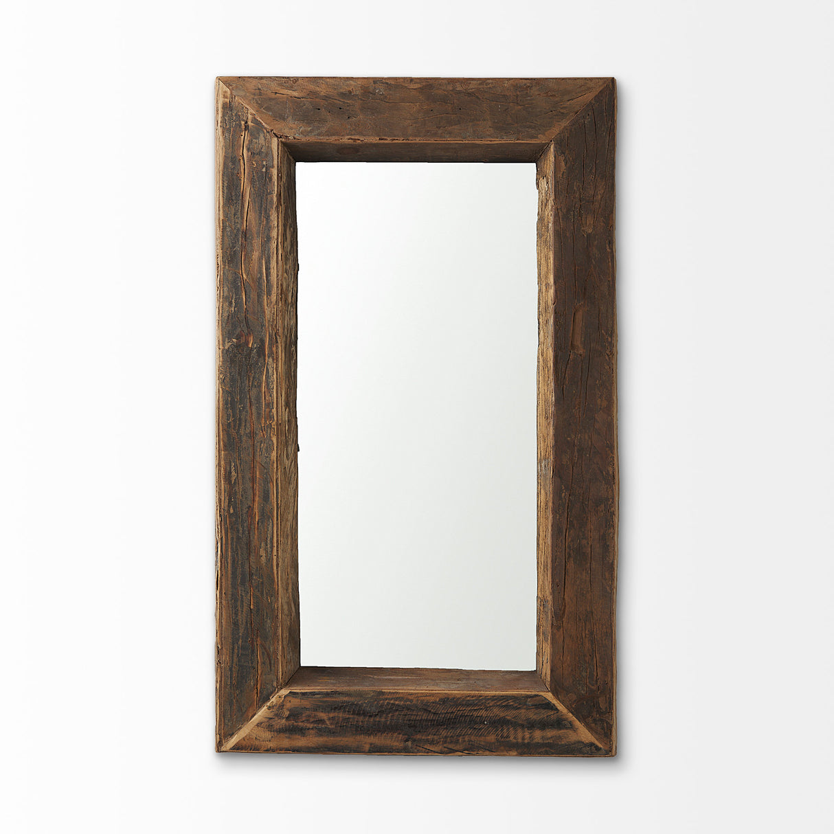 Gerome 28 x 48 Brown Wood Frame Rectangular Wall Mirror from Mercana - Luna Furniture