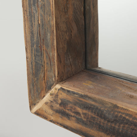 Gerome 28 x 48 Brown Wood Frame Rectangular Wall Mirror from Mercana - Luna Furniture