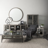 Gambit 46" Round Gray Wash Wood Frame Wall Mirror from Mercana - Luna Furniture
