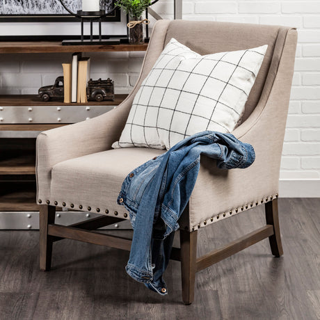 Suzanne 22 x 22 White/Black Square Pattern Decorative Pillow Cover from Mercana - Luna Furniture