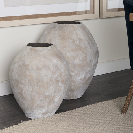 Gobi 19.75L x 24H Large Tan Ceramic Oval Vase from Mercana - Luna Furniture