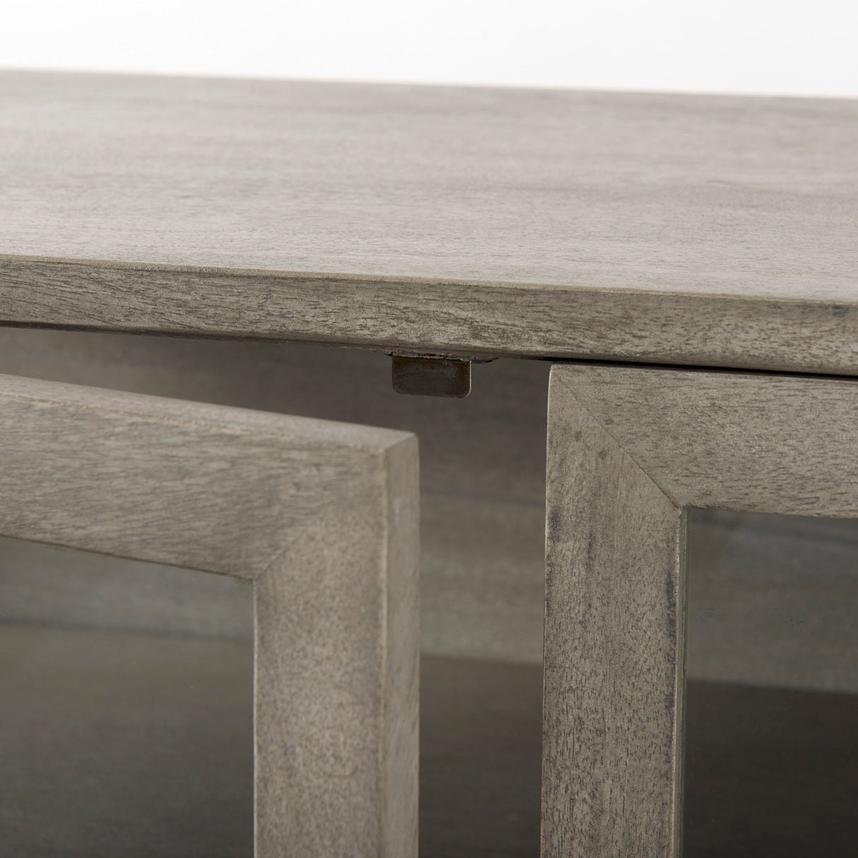 Arelius 36L x 18W x 32H Gray Wood, Black Metal Base w/ 2 Glass Doors Accent Cabinet from Mercana - Luna Furniture