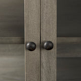 Arelius 36L x 18W x 32H Gray Wood, Black Metal Base w/ 2 Glass Doors Accent Cabinet from Mercana - Luna Furniture