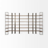 Taunton 80L x 10.5W x 90H Medium Brown Wood W/ Antique Nickel Metal Frame 6 Tier Shelving Unit from Mercana - Luna Furniture