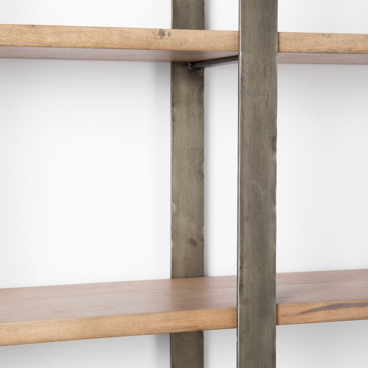 Taunton 80L x 10.5W x 90H Medium Brown Wood W/ Antique Nickel Metal Frame 6 Tier Shelving Unit from Mercana - Luna Furniture