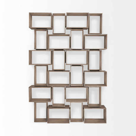 Simul (Set of 2) Light Brown Wood Modular Shelving Unit from Mercana - Luna Furniture