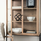 Arelius 36L x 18.75W x 63H Light Brown Wood W/ Black Metal Base Display Cabinet from Mercana - Luna Furniture