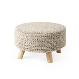 Bina 24.0L x 24.0W x 14.0H Light Gray 4 Legged Wool Stool from Mercana - Luna Furniture