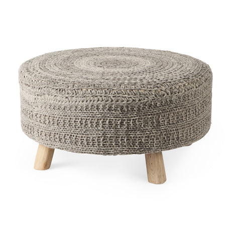 Bina 30.0L x 30.0W x 15.0H Dark Gray 4 Legged Wool Stool from Mercana - Luna Furniture