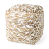 Ekani 16.0L x 16.0W x 16.0H Cream/Beige Cotton Pouf from Mercana - Luna Furniture