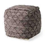 Falguni 16.0L x 16.0W x 16.0H Gray Leather and Cotton Patterned Pouf from Mercana - Luna Furniture