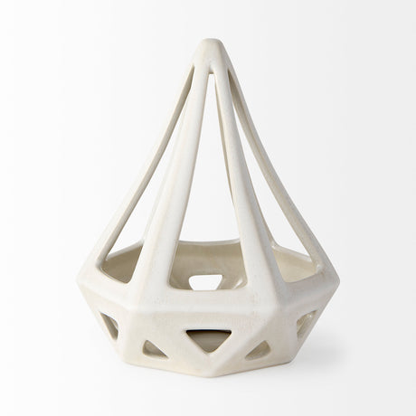 Hood 7.7L x 7.7W x 9.4H White Geometric Ceramic Object from Mercana - Luna Furniture