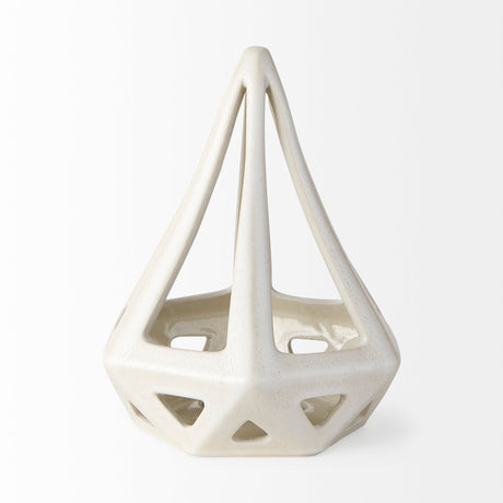Hood 7.7L x 7.7W x 9.4H White Geometric Ceramic Object from Mercana - Luna Furniture