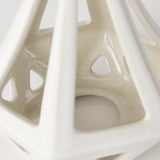 Hood 7.7L x 7.7W x 9.4H White Geometric Ceramic Object from Mercana - Luna Furniture