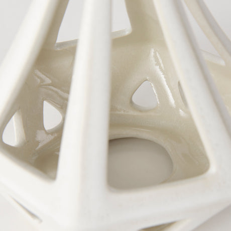 Hood 7.7L x 7.7W x 9.4H White Geometric Ceramic Object from Mercana - Luna Furniture
