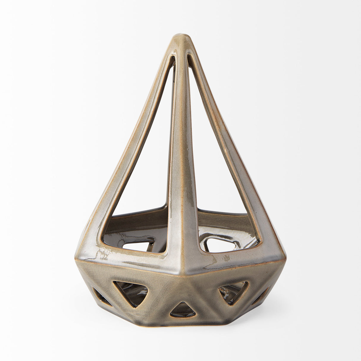 Hood 7.7L x 7.7W x 9.4H Bronze Geometric Ceramic Object from Mercana - Luna Furniture