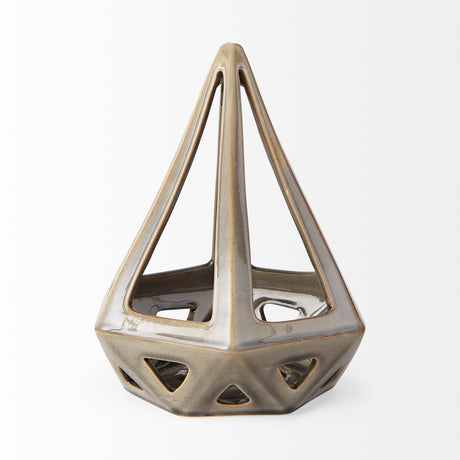 Hood 7.7L x 7.7W x 9.4H Bronze Geometric Ceramic Object from Mercana - Luna Furniture