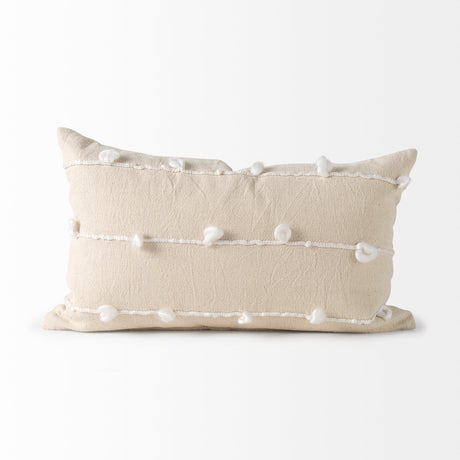 Erica 13 x 21 Cream With White Detail Decorative Pillow Cover from Mercana - Luna Furniture