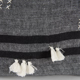 Sibyl 13L x 21W Black Fabric Striped and White Fringed Decorative Pillow Cover from Mercana - Luna Furniture