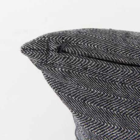 Sibyl 13L x 21W Black Fabric Striped and White Fringed Decorative Pillow Cover from Mercana - Luna Furniture