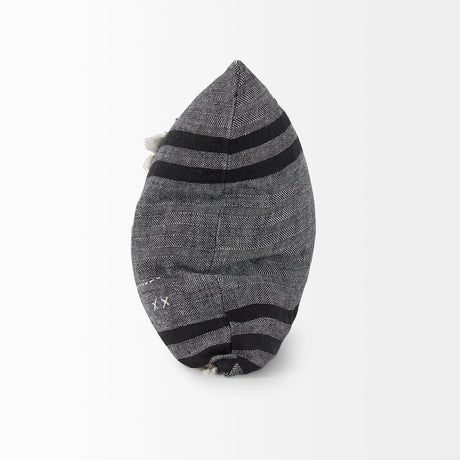 Sibyl 18L x 18W Black Fabric Striped and White Fringed Decorative Pillow Cover from Mercana - Luna Furniture