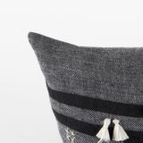 Sibyl 18L x 18W Black Fabric Striped and White Fringed Decorative Pillow Cover from Mercana - Luna Furniture