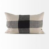 Raquel 13L x 21W Beige and Black Fabric Plaid Decorative Pillow Cover from Mercana - Luna Furniture