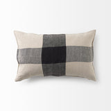 Raquel 13L x 21W Beige and Black Fabric Plaid Decorative Pillow Cover from Mercana - Luna Furniture
