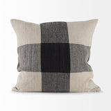 Raquel 18L x 18W Beige and Black Fabric Plaid Decorative Pillow Cover from Mercana - Luna Furniture