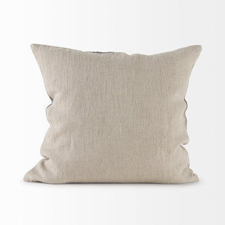 Raquel 18L x 18W Beige and Black Fabric Plaid Decorative Pillow Cover from Mercana - Luna Furniture