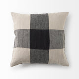 Raquel 18L x 18W Beige and Black Fabric Plaid Decorative Pillow Cover from Mercana - Luna Furniture
