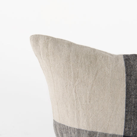 Raquel 18L x 18W Beige and Black Fabric Plaid Decorative Pillow Cover from Mercana - Luna Furniture