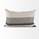 Thalia 13L x 21W Black and Beige Fabric Striped and Fringed Decorative Pillow Cover from Mercana - Luna Furniture
