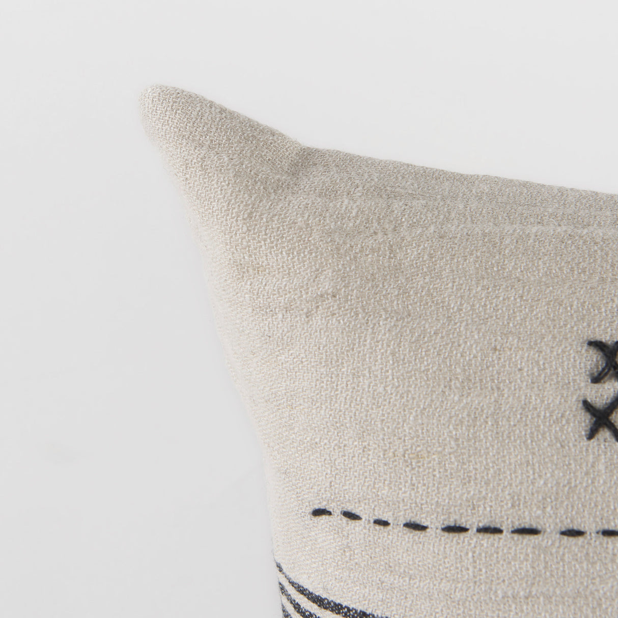 Thalia 13L x 21W Black and Beige Fabric Striped and Fringed Decorative Pillow Cover from Mercana - Luna Furniture