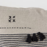 Thalia 13L x 21W Black and Beige Fabric Striped and Fringed Decorative Pillow Cover from Mercana - Luna Furniture